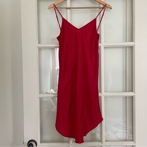 100% silk Linda Hartman red slip dress low back women's size medium M
